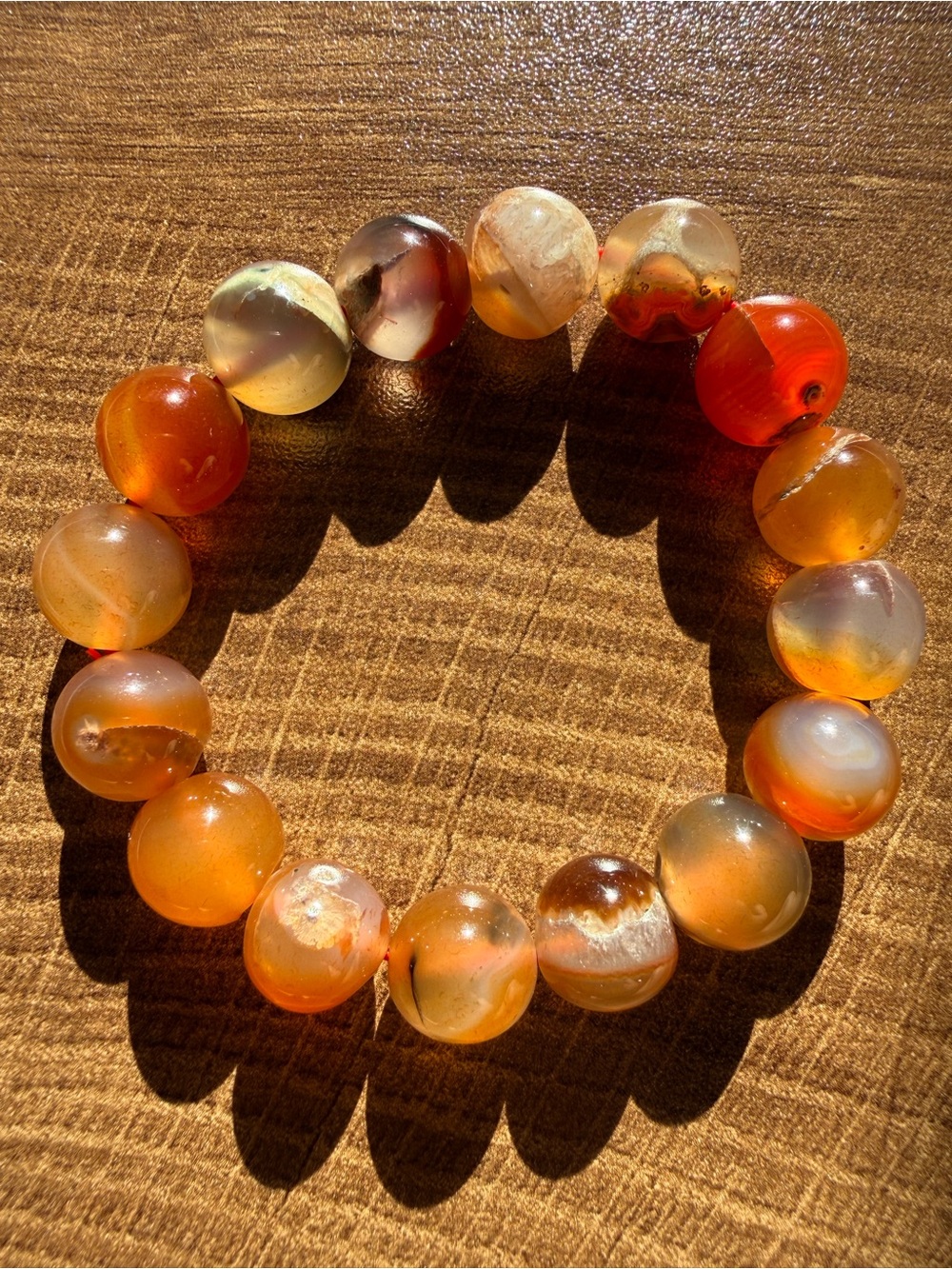 Carnelian Agate Stretch Crystal Natural Stone 12mm Bead Bracelet